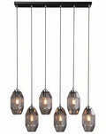 **Hanglamp met zes glazen lampenkappen**