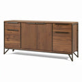 **Moderne houtlook dressoir met ladekasten en deuren**