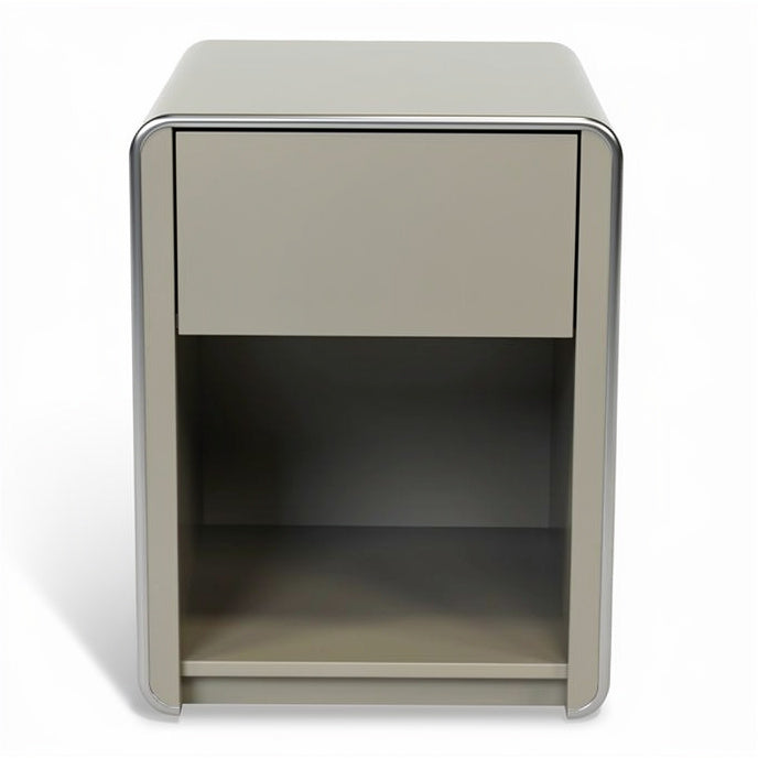 **Moderne nachttafel met lade en open ruimte**