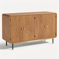 **Technische Titel in het Nederlands: Moderne Eiken Houten Dressoirkast met Gouden Accenten en Strakke Lijnen**